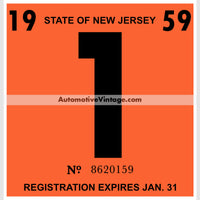 Vintage 1959 New Jersey Windshield Inspection Sticker 1 - January