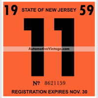 Vintage 1959 New Jersey Windshield Inspection Sticker 11 - November