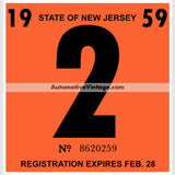 Vintage 1959 New Jersey Windshield Inspection Sticker 2 - February