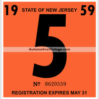 Vintage 1959 New Jersey Windshield Inspection Sticker 5 - May