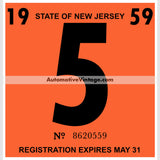 Vintage 1959 New Jersey Windshield Inspection Sticker 5 - May