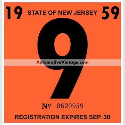 Vintage 1959 New Jersey Windshield Inspection Sticker 9 -September