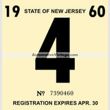 Vintage 1960 New Jersey Windshield Inspection Sticker 4 - April