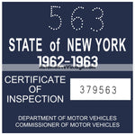 Vintage 1962-63 New York Windshield Inspection Sticker