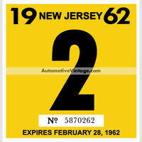 Vintage 1962 New Jersey Windshield Inspection Sticker 2 - February