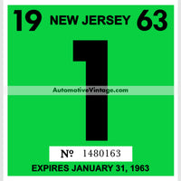 Vintage 1963 New Jersey Windshield Inspection Sticker 1 - January