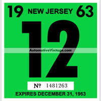 Vintage 1963 New Jersey Windshield Inspection Sticker 12 - December