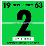 Vintage 1963 New Jersey Windshield Inspection Sticker 2 - February