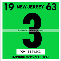 Vintage 1963 New Jersey Windshield Inspection Sticker 3 - March