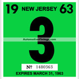 Vintage 1963 New Jersey Windshield Inspection Sticker 3 - March