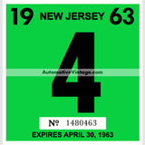 Vintage 1963 New Jersey Windshield Inspection Sticker 4 - April