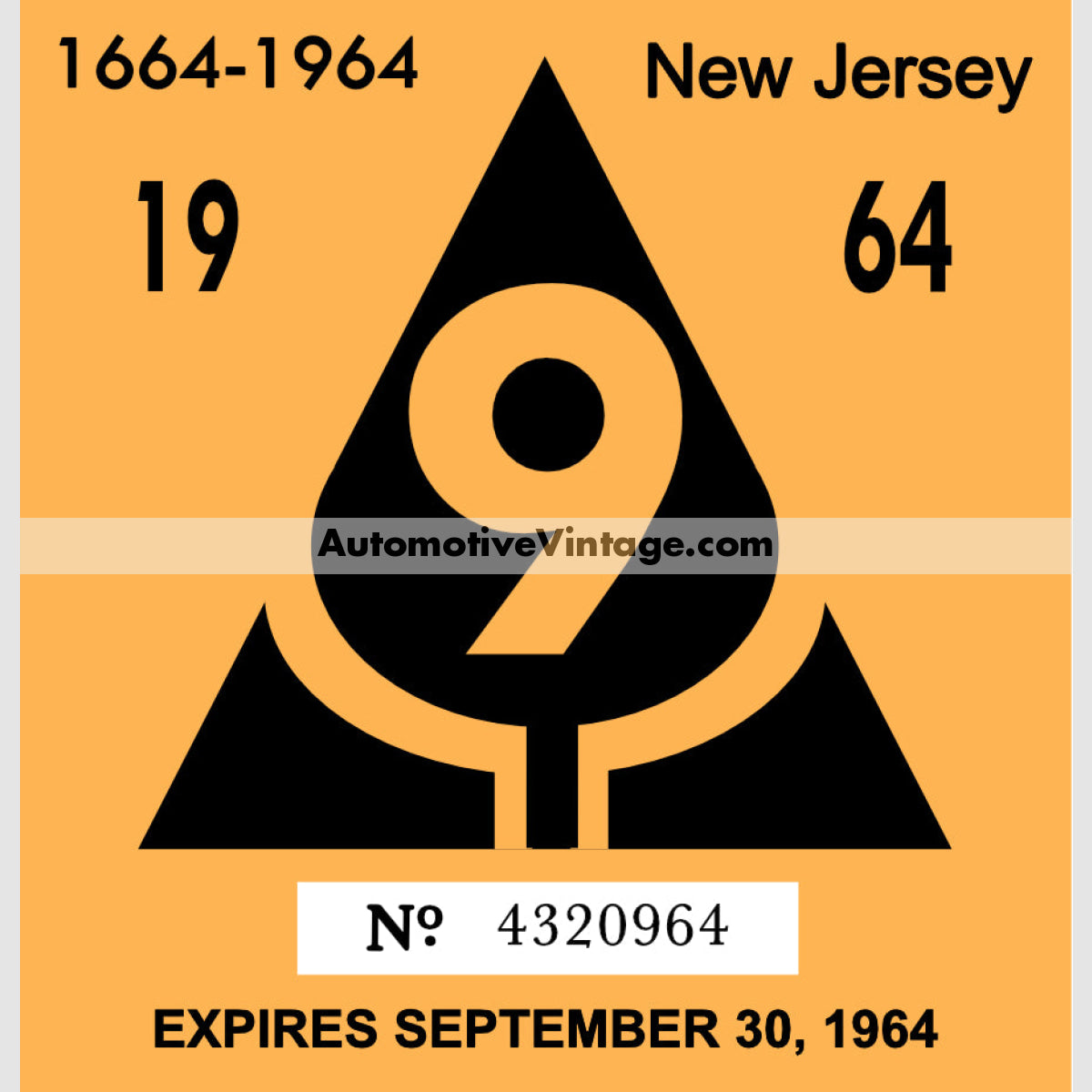 Vintage 1964 New Jersey Windshield Inspection Sticker 9 -September