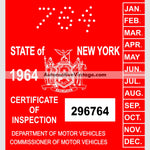 Vintage 1964 New York Windshield Inspection Sticker