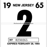 Vintage 1965 New Jersey Windshield Inspection Sticker 2 - February