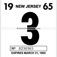 Vintage 1965 New Jersey Windshield Inspection Sticker 3 - March