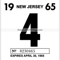 Vintage 1965 New Jersey Windshield Inspection Sticker 4 - April