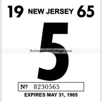 Vintage 1965 New Jersey Windshield Inspection Sticker 5 - May