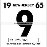 Vintage 1965 New Jersey Windshield Inspection Sticker 9 -September