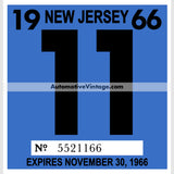 Vintage 1966 New Jersey Windshield Inspection Sticker 11 - November