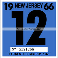 Vintage 1966 New Jersey Windshield Inspection Sticker 12 - December