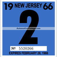 Vintage 1966 New Jersey Windshield Inspection Sticker 2 - February