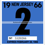 Vintage 1966 New Jersey Windshield Inspection Sticker 2 - February