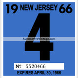 Vintage 1966 New Jersey Windshield Inspection Sticker 4 - April