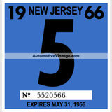 Vintage 1966 New Jersey Windshield Inspection Sticker 5 - May