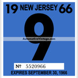 Vintage 1966 New Jersey Windshield Inspection Sticker 9 -September