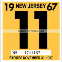 Vintage 1967 New Jersey Windshield Inspection Sticker 11 - November