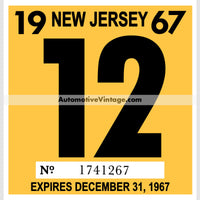 Vintage 1967 New Jersey Windshield Inspection Sticker 12 - December