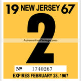 Vintage 1967 New Jersey Windshield Inspection Sticker 2 - February