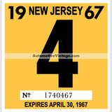 Vintage 1967 New Jersey Windshield Inspection Sticker 4 - April