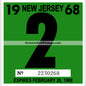 Vintage 1968 New Jersey Windshield Inspection Sticker 2 - February