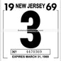 Vintage 1969 New Jersey Windshield Inspection Sticker 3 - March