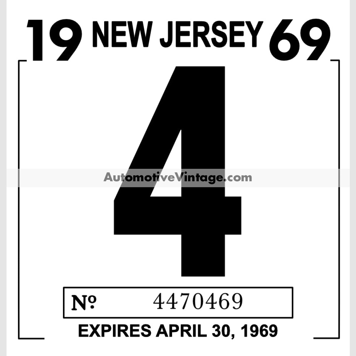 Vintage 1969 New Jersey Windshield Inspection Sticker 4 - April