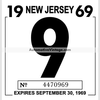 Vintage 1969 New Jersey Windshield Inspection Sticker 9 -September