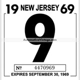 Vintage 1969 New Jersey Windshield Inspection Sticker 9 -September