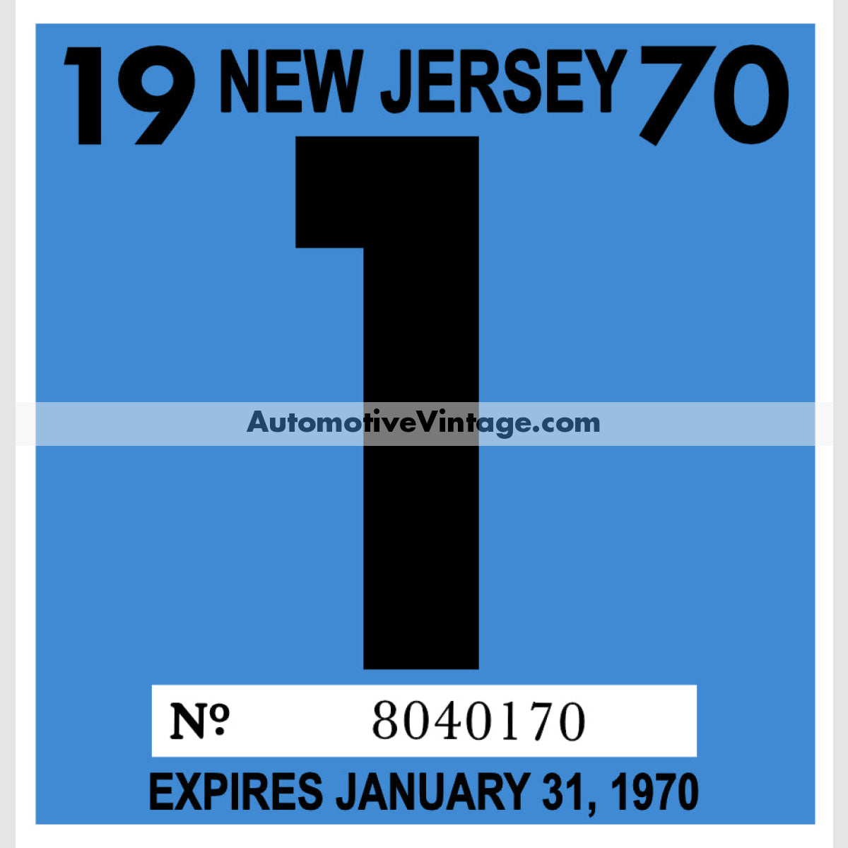Vintage 1970 New Jersey Windshield Inspection Sticker 1 - January
