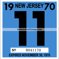 Vintage 1970 New Jersey Windshield Inspection Sticker 11 - November