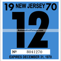 Vintage 1970 New Jersey Windshield Inspection Sticker 12 - December