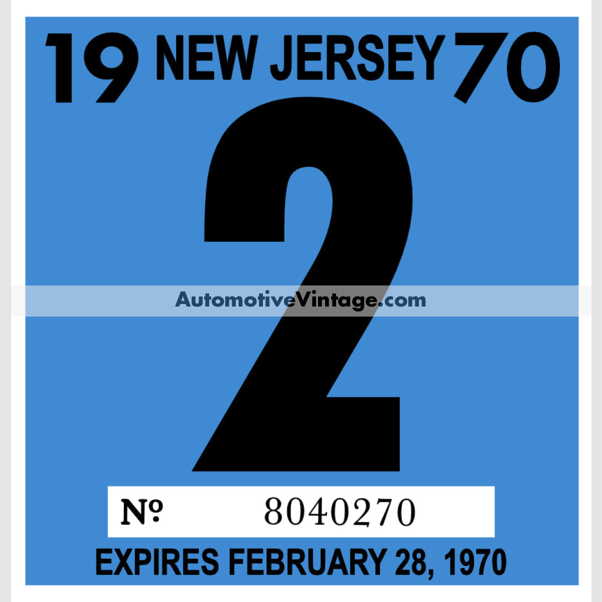 Vintage 1970 New Jersey Windshield Inspection Sticker 2 - February