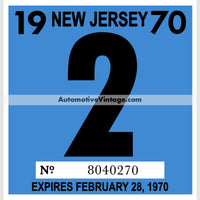 Vintage 1970 New Jersey Windshield Inspection Sticker 2 - February