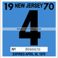 Vintage 1970 New Jersey Windshield Inspection Sticker 4 - April
