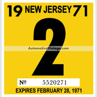 Vintage 1971 New Jersey Windshield Inspection Sticker 2 - February