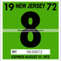 Vintage 1972 New Jersey Windshield Inspection Sticker 8 - August