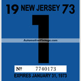 Vintage 1973 New Jersey Windshield Inspection Sticker 1 - January