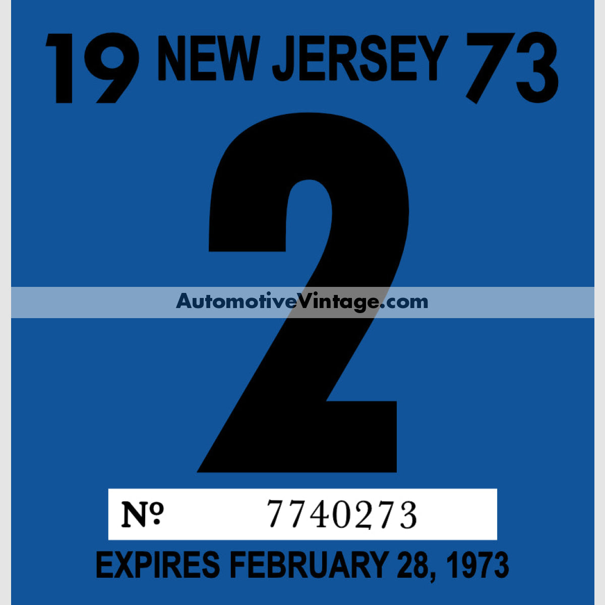 Vintage 1973 New Jersey Windshield Inspection Sticker 2 - February