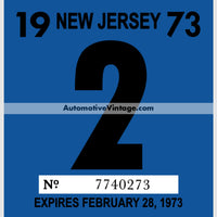 Vintage 1973 New Jersey Windshield Inspection Sticker 2 - February