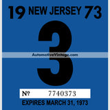 Vintage 1973 New Jersey Windshield Inspection Sticker 3 - March